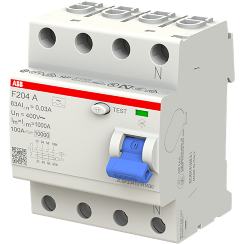 ABB aardlekschakelaar 63a 4p 30ma F204 A-63/0.03 - 9paa00000397682 - 6800127