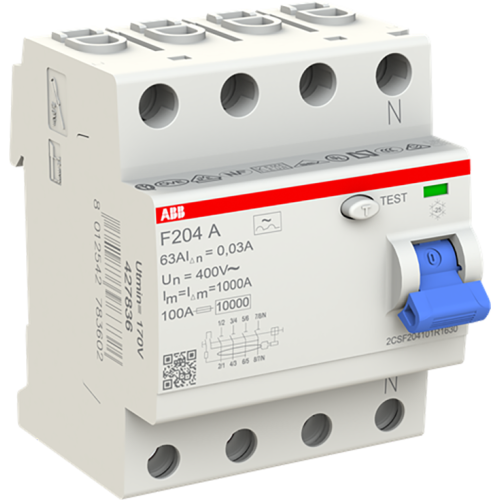 ABB aardlekschakelaar 63a 4p 30ma F204 A-63/0.03 - 9paa00000397683 - 6800127