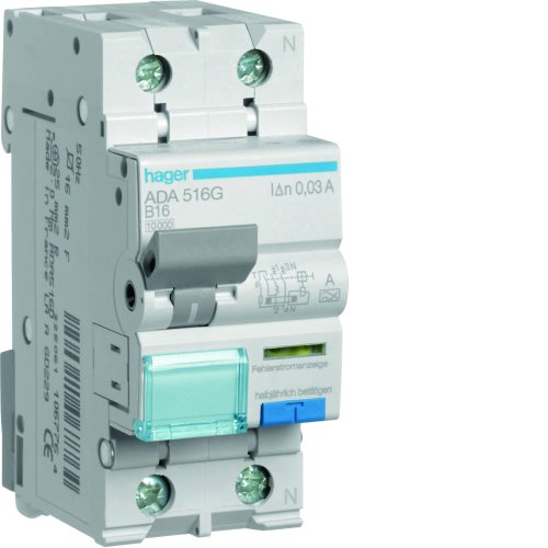 HAGER aardlekautomaat 1p+n b16a ADA516G - Ada516g - 8411598