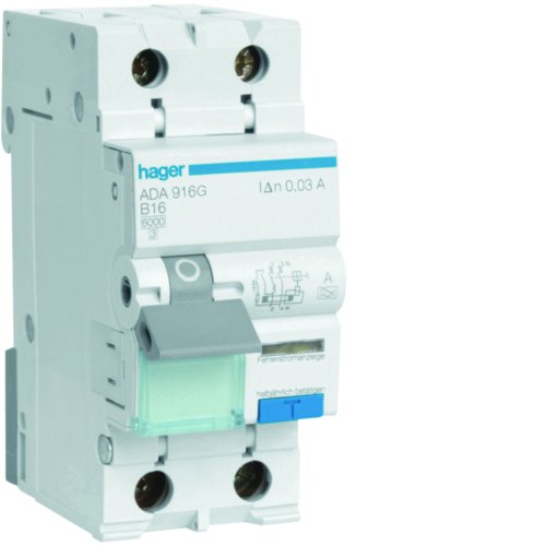 HAGER aardlekautomaat 1p+n b16a ADA916G - Ada916g - 8411534