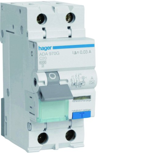 HAGER aardlekautomaat 1p+n c20a ADA970G - Ada970g - 8411655