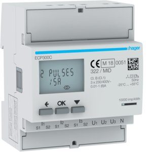 HAGER kwh meter 3f 1a/5a ECP300C - Aec71c6a76b325669cbf39bbdc3622ba - 11001700