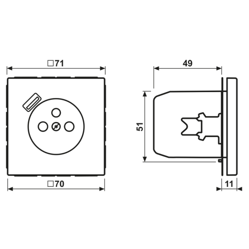 Jung Wcd.+lader LS zwart mat penaarde+USB-A - Bm ls1520f 18a - 20019004