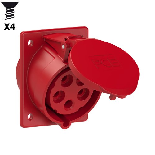 PCE CEE inbouw wcd schuin 32A 5p 400V 6h rood IP44 flens 80x97mm - C0b78ed16f8979e4706ddc548d65b18f - 20158292