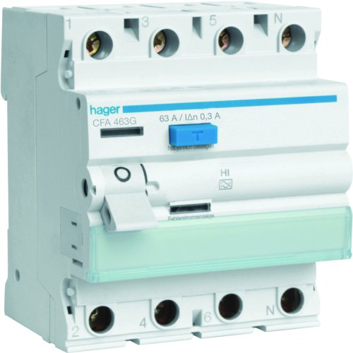 HAGER aardlekschakelaar 3p+n c63a 0.3a CFA463G - Cfa463g - 11001054