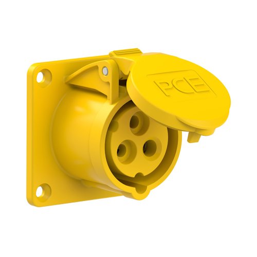 PCE CEE inbouw wcd recht 16A 3p 110V 4h geel IP54 flens 70x70mm - E00a7040574d68d4f07509cf1863d033 - 20158249