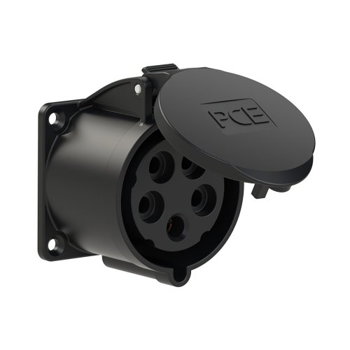 PCE CEE inbouw wcd recht 32A 5p 400V 6h (rood) zwart IP54 flens 70x70mm - Eae224db8fb31a25b50961f05400ebb8 - 20158271