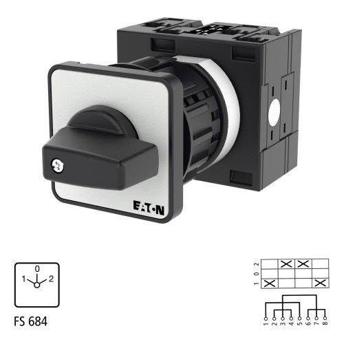 Eaton Omkeerschakelaar, Contacten: 4, 32 A, Frontplaat: 1-0-2, 45 &deg;, vast, e - Eaton 000687 l1 - 20056007