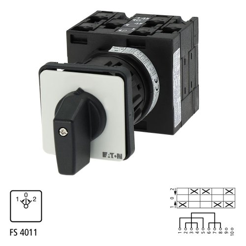 Eaton Omkeerschakelaar, contacten: 5, 32 A, frontplaat: 1>0<2, 45 &deg;, terugve - Eaton 000695 l1 - 20051719