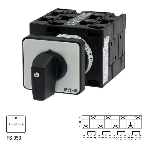 Eaton Omschakelaar, Contacten: 8, 32 A, Frontplaat: 1-0-2, 90 &deg;, vast, inbou - Eaton 002513 l1 - 20056102