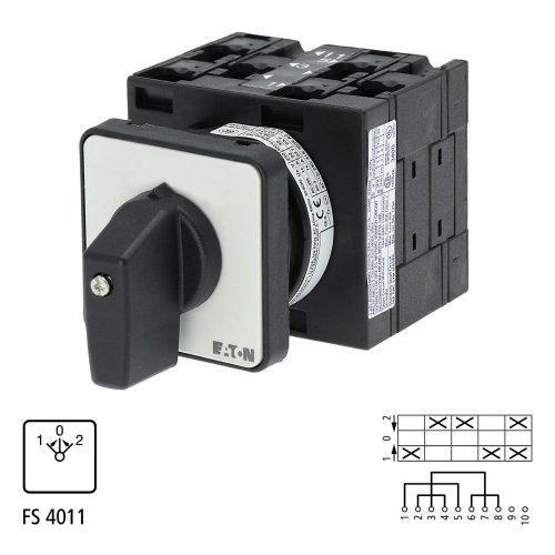 Eaton Omkeerschakelaar, contacten: 5, 32 A, frontplaat: 1>0<2, 45 &deg;, terugve - Eaton 002538 l1 - 20056103