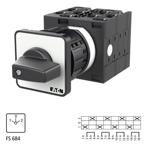Eaton Omschakelaar, Contacten: 8, 32 A, Frontplaat: 1-0-2, 60 &deg;, vast, eenga - Eaton 003079 l1 - 20056111