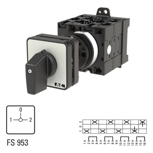 Eaton Omschakelaar, Contacten: 8, 32 A, Frontplaat: 1-0-2, 90 &deg;, vast, tusse - Eaton 004886 l1 - 20056149