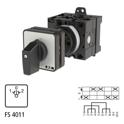 Eaton Omkeerschakelaar, contacten: 5, 32 A, frontplaat: 1>0<2, 45 &deg;, terugve - Eaton 004911 l1 - 20056150