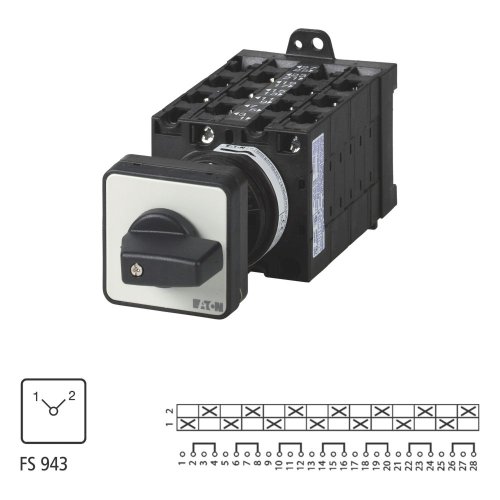 Eaton Omschakelaar, Contacten: 14, 32 A, Frontplaat: 1-2, 90 &deg;, vast, tussen - Eaton 005580 l1 - 20056158