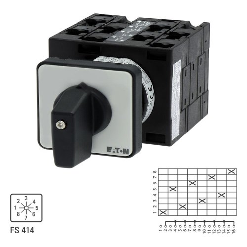 Eaton Stappenschakelaar, Contacten: 8, 32 A, Frontplaat: 1-8, 45 &deg;, vast, in - Eaton 009659 l1 - 20056250