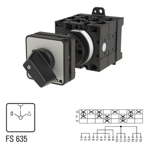 Eaton Sterdriehoekschakelaar, Contacten: 8, 32 A, Frontplaat: 0-Y-D, 60 &deg;, v - Eaton 012030 l1 - 20056433