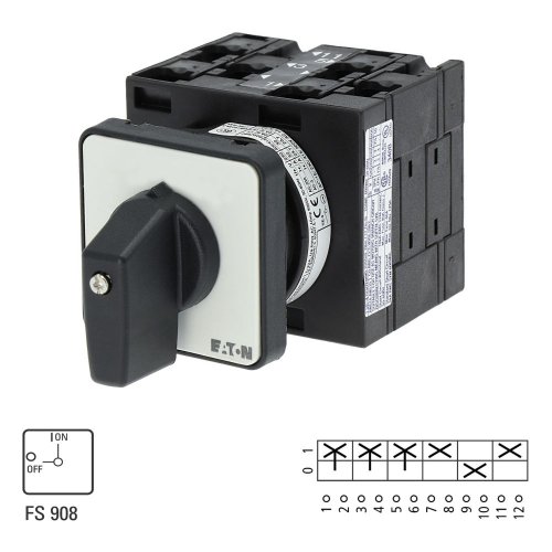 Eaton AAN-UIT-schakelaar, 3-polig + 2MC + 1VC, 32 A, 90 &deg;, inbouw - Eaton 014377 l1 - 20056656