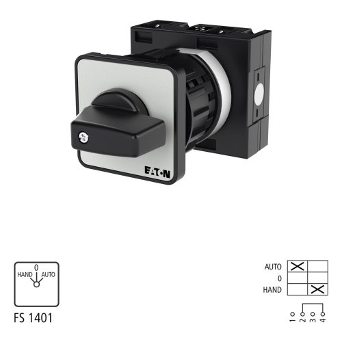 Eaton Omschakelaar, Contacten: 2, 32 A, Frontplaat: HAND-0-AUTO, 45 &deg;, vast, - Eaton 016527 l1 - 20056813