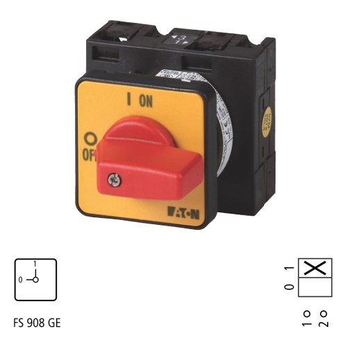 Eaton AAN-UIT-schakelaar, 1-polig, 32 A, NOOD-UIT-functie, 90 &deg;, inbouw - Eaton 017025 l1 - 20056834