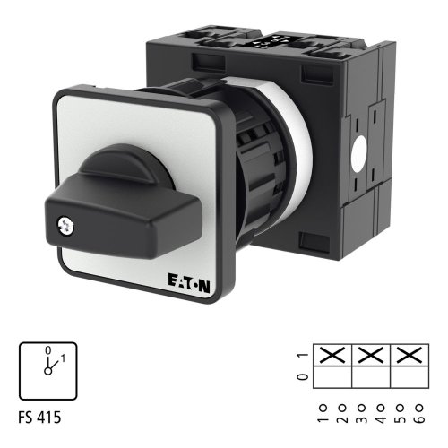 Eaton AAN-UIT-schakelaar, Contacten: 3, 32 A, Frontplaat: 0-1, 45 &deg;, vast, e - Eaton 018096 l1 - 20056866