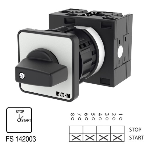 Eaton AAN-UIT-schakelaar, Contacten: 4, 32 A, Frontplaat: STOP-START, 45 &deg;,  - Eaton 018106 l1 - 20056867