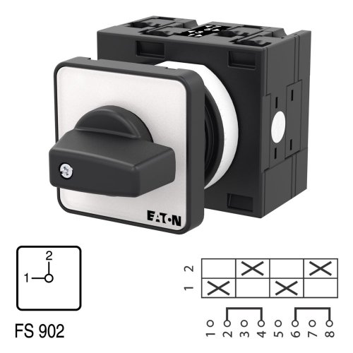 Eaton Omschakelaar, Contacten: 4, 32 A, Frontplaat: 1-2, 90 &deg;, vast, inbouw - Eaton 018116 l1 - 20056868