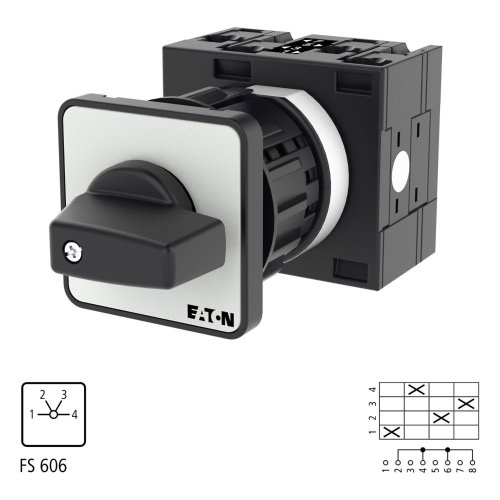 Eaton Stappenschakelaar, contacten: 4, 32 A, frontplaat: 1-4, 4 stappen 60&deg;, - Eaton 018449 l1 - 20056872