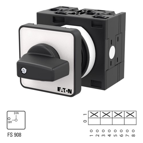 Eaton AAN-UIT-schakelaar, 4-polig, 32 A, 90 &deg;, inbouw - Eaton 018492 l1 - 20056874