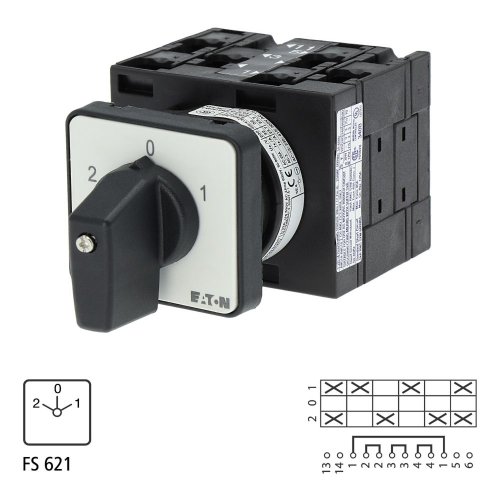 Eaton Omkeerschakelaar, Contacten: 6, 32 A, Frontplaat: 2-0-1, 90 &deg;, vast, i - Eaton 018614 l1 - 20056877