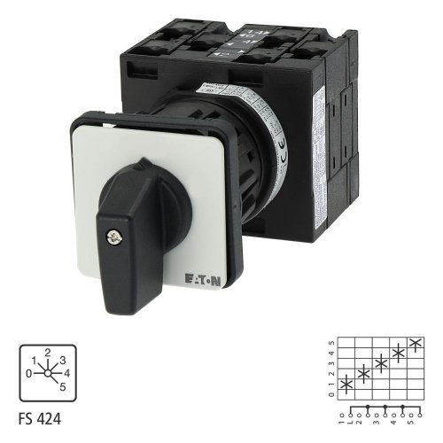 Eaton Stappenschakelaar, Contacten: 5, 32 A, Frontplaat: 0-5, 45 &deg;, Onderbre - Eaton 018682 l1 - 20056880