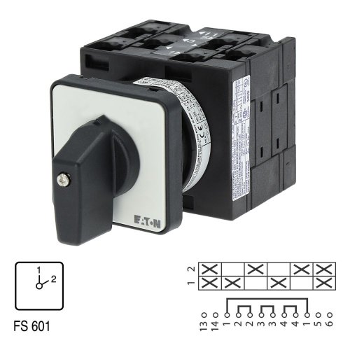 Eaton Omkeerschakelaar, Contacten: 6, 32 A, Frontplaat: 1-2, 45 &deg;, vast, inb - Eaton 018958 l1 - 20056886