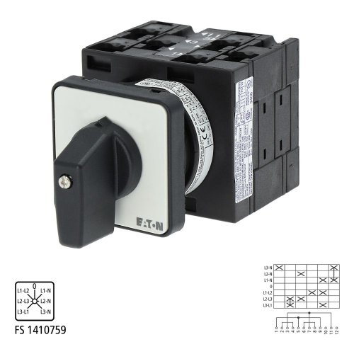 Eaton Spanningsmeteromschakelaar, Contacten: 6, 32 A, 3 x fase/fase, 3 x fas - Eaton 019371 l1 - 20056892