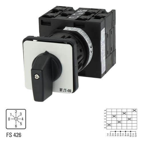 Eaton Stappenschakelaar, Contacten: 6, 32 A, Frontplaat: 0-6, 45 &deg;, vast, ee - Eaton 019433 l1 - 20056896