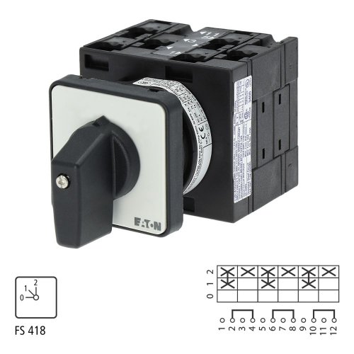 Eaton Stappenschakelaar, Contacten: 6, 32 A, Frontplaat: 0-2, 45 &deg;, vast, in - Eaton 020015 l1 - 20056921