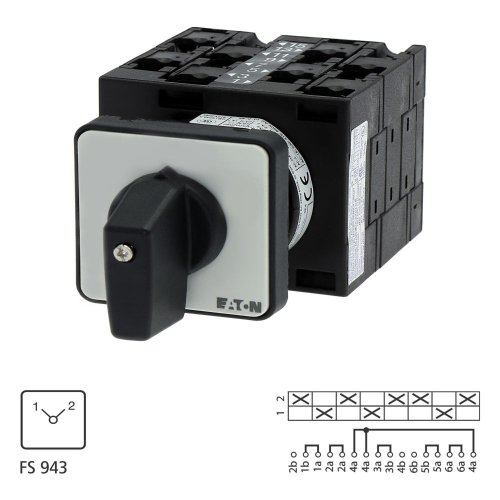 Eaton Poolomschakelaar, Contacten: 8, 32 A, Dahlander-schakeling, 2 toerenta - Eaton 020044 l1 - 20056926