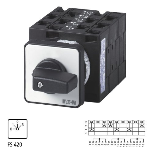 Eaton Stappenschakelaar, Contacten: 9, 32 A, Frontplaat: 0-3, 45 &deg;, vast, in - Eaton 020704 l1 - 20056960