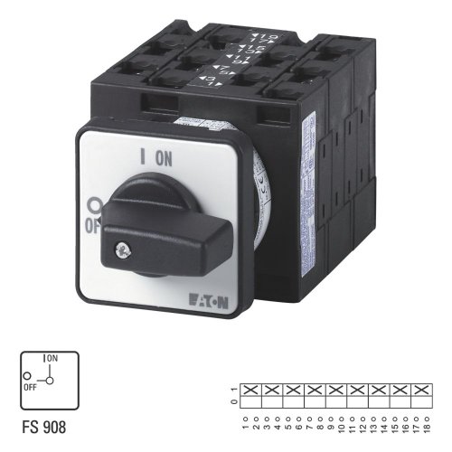 Eaton AAN-UIT-schakelaar, 9-polig, 32 A, 90 &deg;, inbouw - Eaton 020708 l1 - 20056962