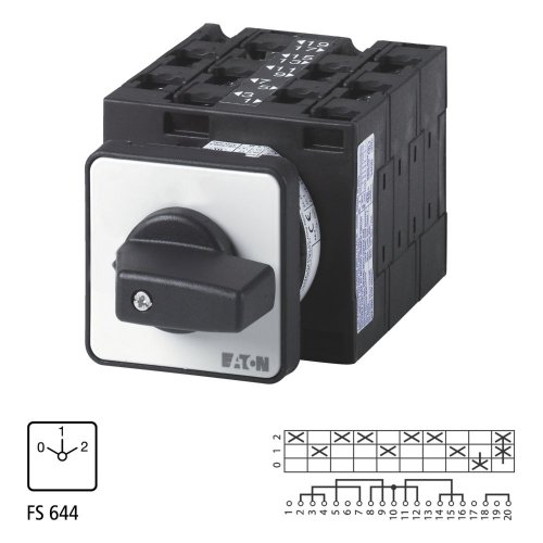 Eaton Poolomschakelaar, Contacten: 10, 32 A, Dahlander-schakeling, 2 toerent - Eaton 020722 l1 - 20056965