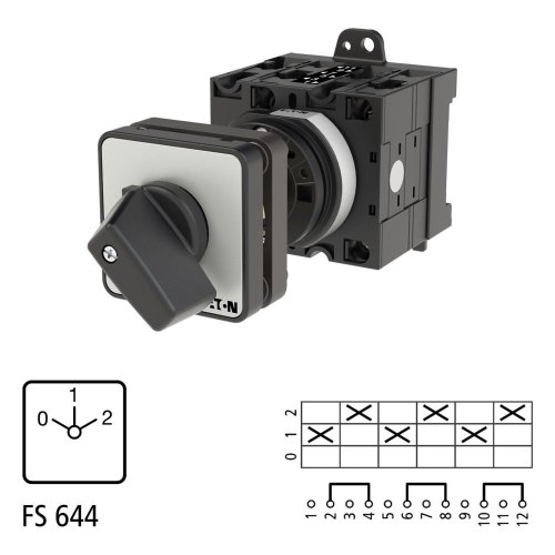 Eaton Omschakelaar, Contacten: 6, 32 A, Frontplaat: 0-1-2, 60 &deg;, vast, tusse - Eaton 031014 l1 - 20057126