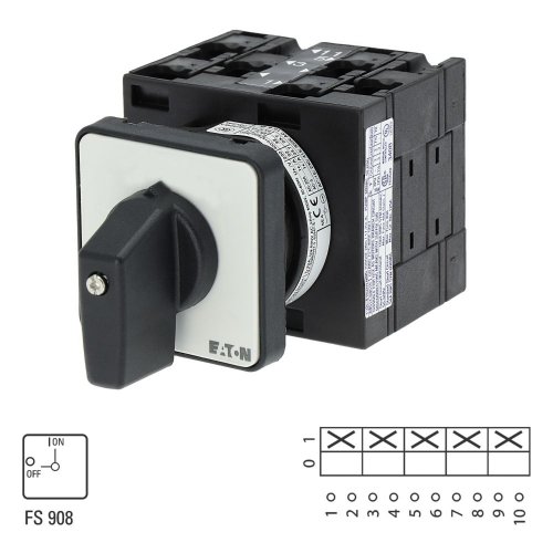 Eaton AAN-UIT-schakelaar, 5-polig, 32 A, 90 &deg;, inbouw - Eaton 033360 l1 - 20057169