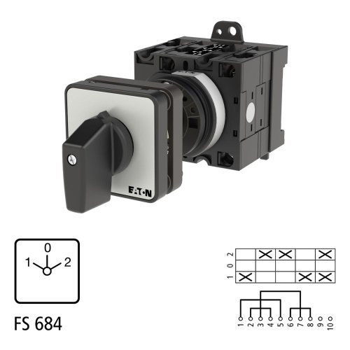 Eaton Omkeerschakelaar, contacten: 5, 32 A, frontplaat: 1-0-2, 60 &deg;, vast, t - Eaton 035739 l1 - 20057199