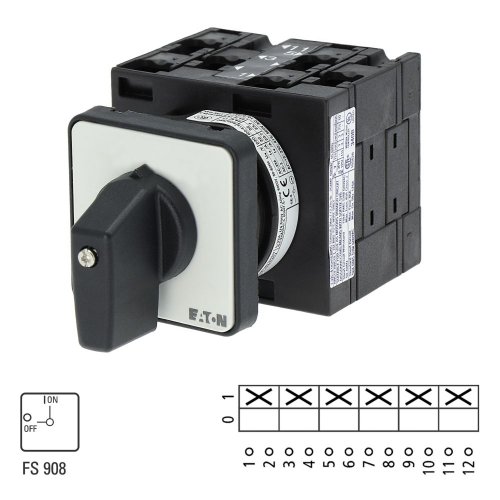 Eaton AAN-UIT-schakelaar, 6-polig, 32 A, 90 &deg;, inbouw - Eaton 045225 l1 - 20057352
