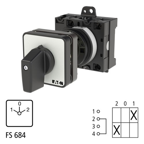 Eaton Omschakelaar, Contacten: 2, 32 A, Frontplaat: 1-0-2, 60 &deg;, vast, tusse - Eaton 057091 l1 - 20057651