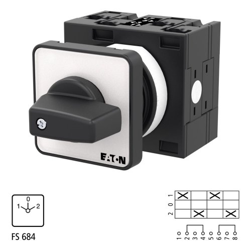 Eaton Omschakelaar, Contacten: 4, 32 A, Frontplaat: 1-0-2, 60 &deg;, vast, inbou - Eaton 061837 l1 - 20057709