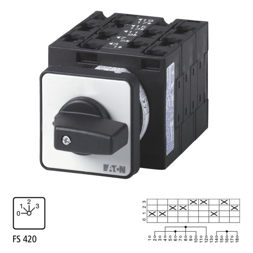 Eaton Stappenschakelaar, Contacten: 9, 32 A, Frontplaat: 0-3, 45 &deg;, vast, in - Eaton 061864 l1 - 20057711
