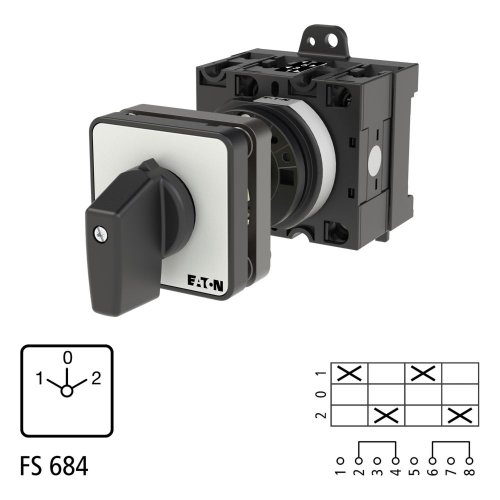 Eaton Omschakelaar, Contacten: 4, 32 A, Frontplaat: 1-0-2, 60 &deg;, vast, tusse - Eaton 064210 l1 - 20057746