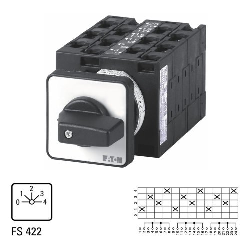 Eaton Stappenschakelaar, Contacten: 12, 32 A, Frontplaat: 0-4, 45 &deg;, vast, i - Eaton 066610 l1 - 20057780