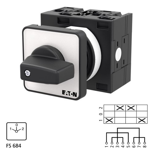 Eaton Omkeerschakelaar, Contacten: 4, 32 A, Frontplaat: 1-0-2, 45 &deg;, vast, i - Eaton 073695 l1 - 20057904