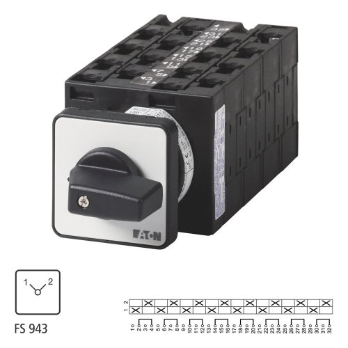 Eaton Omschakelaar, Contacten: 16, 32 A, Frontplaat: 1-2, 90 &deg;, vast, inbouw - Eaton 080822 l1 - 20057998